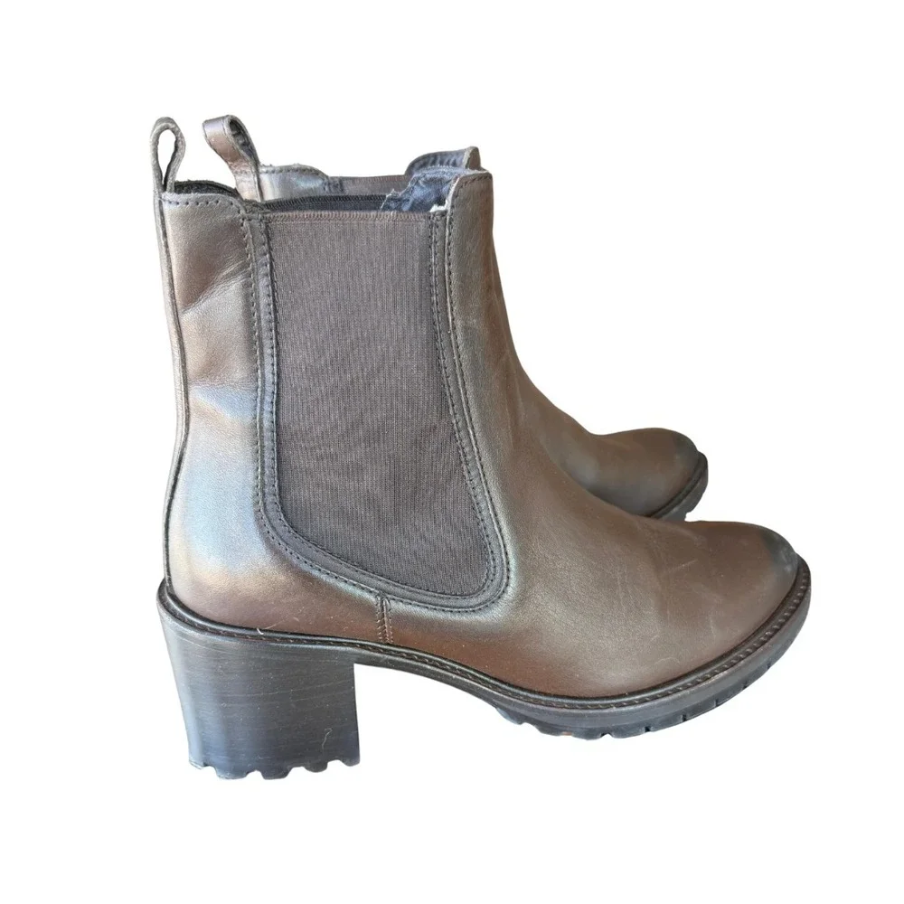 Thursday Boot Co Brown Leather Chelsea Boots Womens 11 Block Heel Lug Sole Ankle